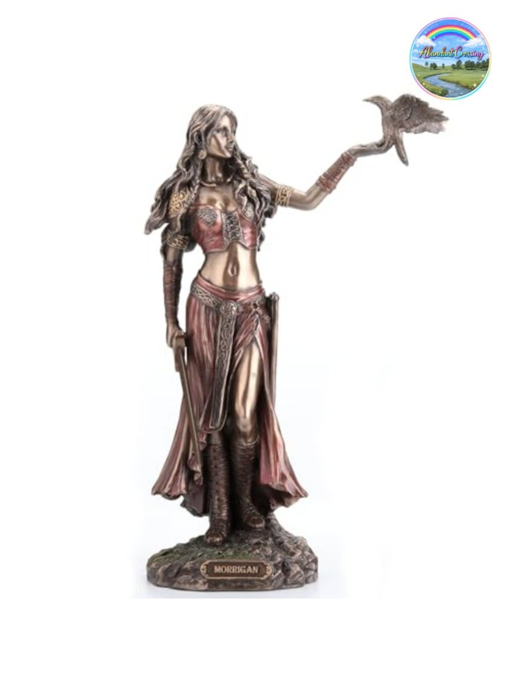 Veronese Design Celtic Goddess Morrigan Crow Sword Resin Statue